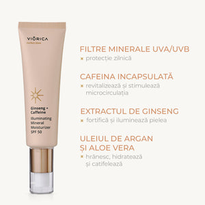 Moisturizing and Illuminating Cream with Mineral Protection SPF 50 Ginseng + Caffeine, Perfect Glow
